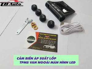 Cảm biến áp suất lốp van ngoài TPMS màn hình led màu 3 Bộ cảm biến áp suất lốp van ngoài TPMS màn hình led màu cao cấp