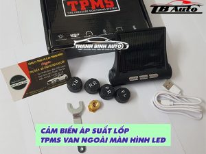 Cảm biến áp suất lốp van ngoài TPMS màn hình led màu 1 Trang bị ngay bộ cảm biến áp suất lốp van ngoài TPMS màn hình led màu cao cấp cho xe tại TB Auto