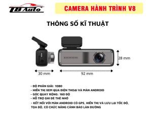 Camera hành trình V8 có kích thước nhỏ gọn chắc chắn