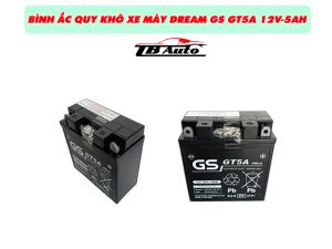 Bình ắc quy xe máy Dream GS GT5A 12V-5AH 2 Bình ắc quy xe máy Dream GS GT5A 12V-5AH kín khí và không cần bảo dưỡng