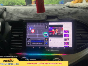 Kia Morning gắn màn hình Zestech Z18 360 + Bi gầm Zestech GX201 + Bóng LED Vision X8
