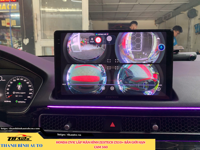 Honda Civic lắp màn hình Zestech ZX10+ Bản Giới Hạn Cam 360 Thanh Bình Auto